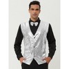 Lars Amadeus Men's Sequin Shiny Slim Fit Sleeveless Suit Waistcoat Set with Bow Tie - 2 of 4