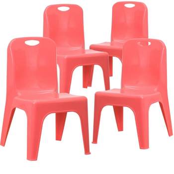 Flash Furniture 4 Pack Plastic Stackable School Chair with Carrying Handle and 11'' Seat Height