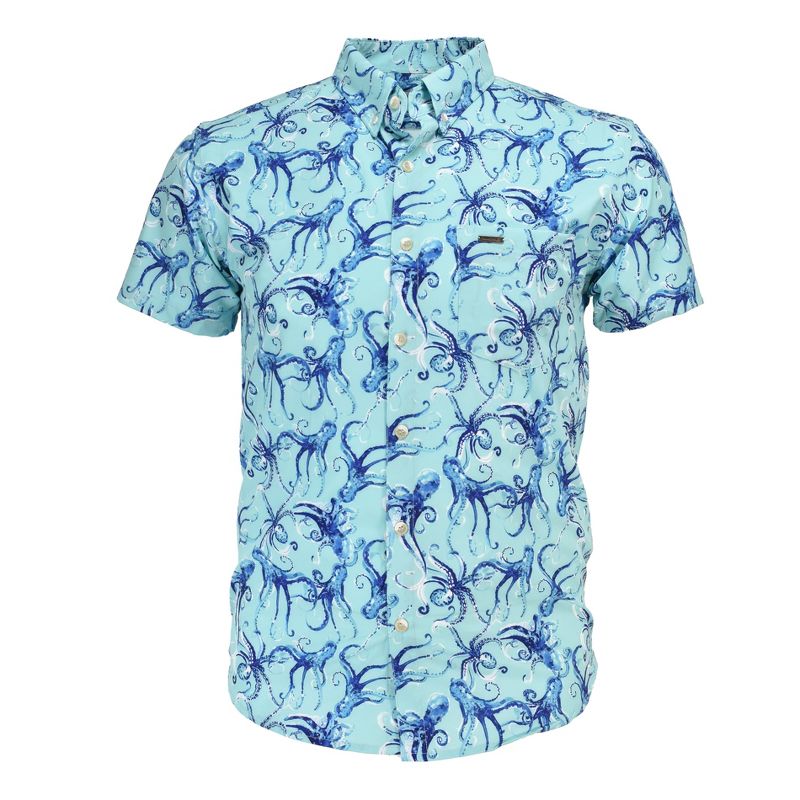 Banana Boat UPF 50+ Men's Hawaiian Print Shirt | Aqua Octopus, 1 of 4