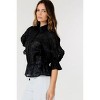 Slickblue Women's Button-Down Collar Embroidered Top, Textured Fabric, Gathered Hem, Black, Size S-L - 4 of 4