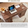 SinCiDo 58" Farmhouse Executive Desk, Embossed Texture Computer Desk with Drawers & Cabinet, Writing Table for Home Office - 3 of 4