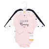 Hudson Baby Infant Girl Cotton Long-Sleeve Bodysuits, Girl Mommy Pink Navy 3-Pack - 2 of 4