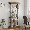 6 Tier Bookshelf Industrial Bookcase Wood Storage Open Rack Shelf Metal Frame Rustic Tall Standing Bookshelves - 4 of 4