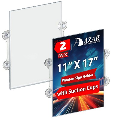 Clear Acrylic Double-Sided Sign Holder with Suction Cups, 2-Pack
