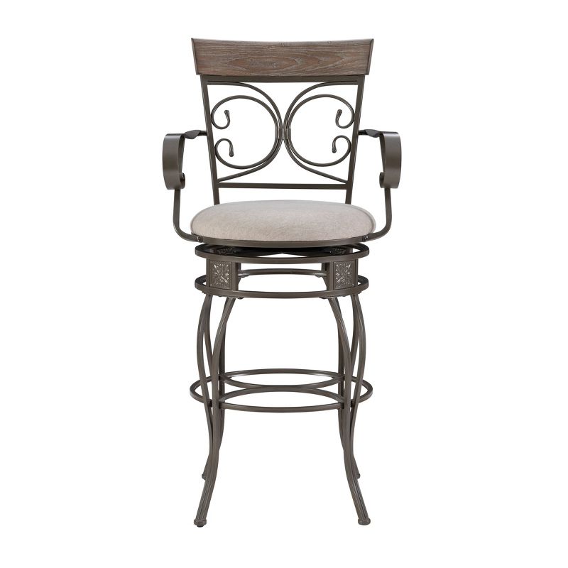 Nora Big and Tall Swivel Faux Leather Counter Height Barstool with Arms Pewter - Powell, 3 of 12