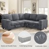 L-Shaped Sectional Sofa Bed with Pull-Out and Storage, Corduroy Sleeper Sofa with USB Charging for Living Room, Convertible Sectional Sofa-Koiai - 3 of 4