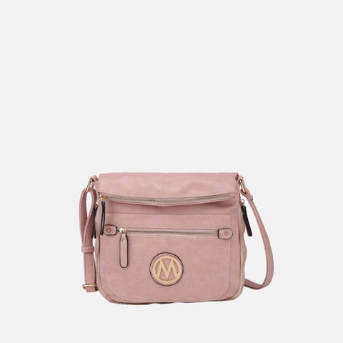 MKF Collection Crossbody Bag Multi-Compartment with Zip Closure | MKF Collection by Mia K - Dusty Rose
