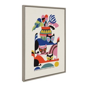 Kate and Laurel Sylvie 3 Cats Framed Canvas by Rachel Lee of My Dream Wall - 1 of 4