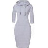 Women's Casual Long Sweatshirts 3/4 Sleeve Hooded Bodycon Dress with Kangaroo Pocket - 2 of 4