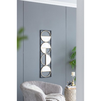 VYNXARIA 47.2" Eclectic Styling Metal Beaded Black Wall Mirror with Contemporary Design for Bedroom,Liveroom&Entryway