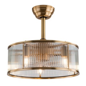 YIYIBYUS Gold Farmhouse Ceiling Light, Caged Ceiling Fan with Remote Control - 1 of 4