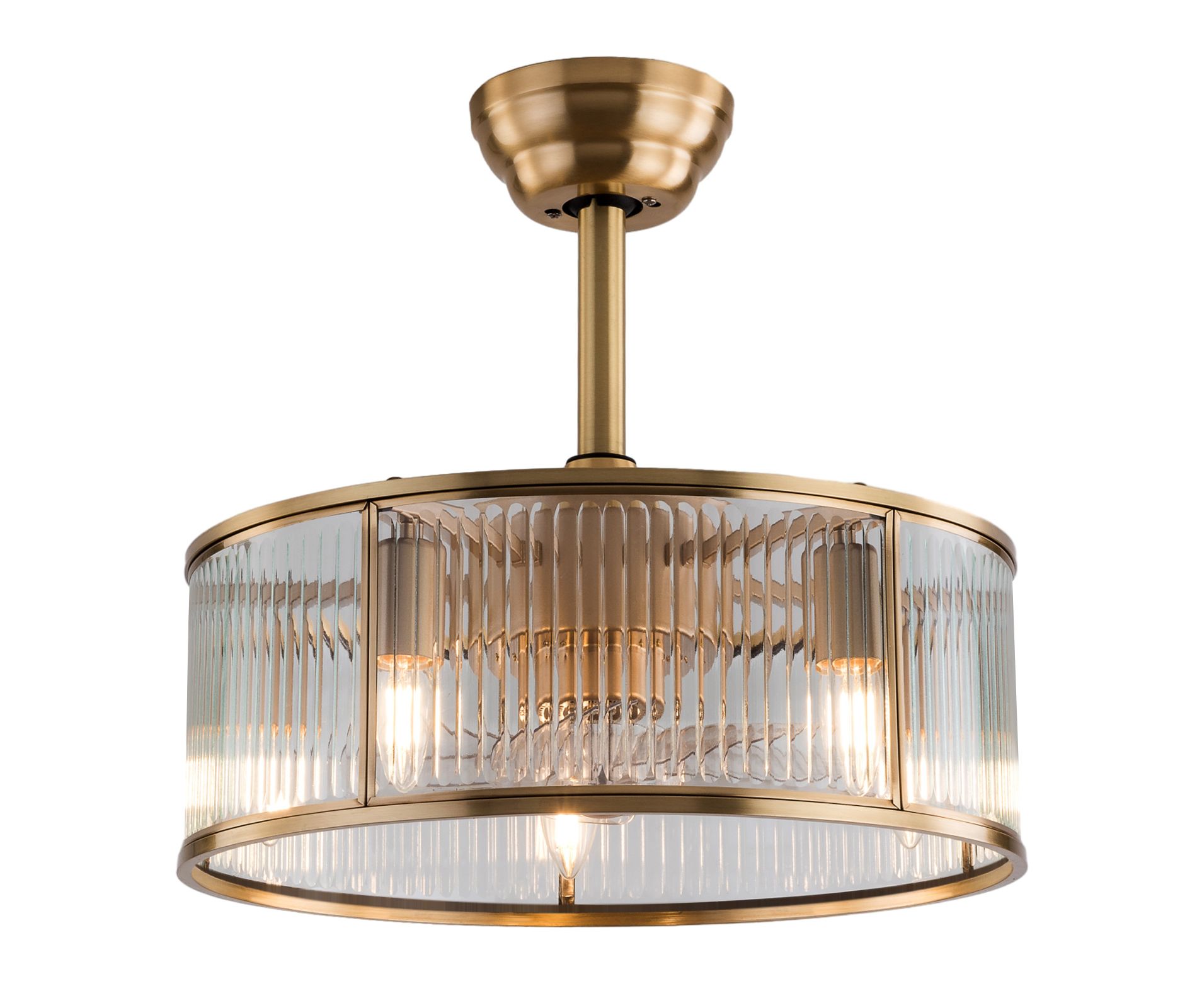YIYIBYUS Gold Farmhouse Ceiling Light, Caged Ceiling Fan with Remote Control