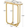 Lantine 26" Narrow Side Table, Half-Flower Accent Side Table with Stylish Gold Frame,  Faux Marble Nightstand for Bedroom White and Gold - 2 of 4
