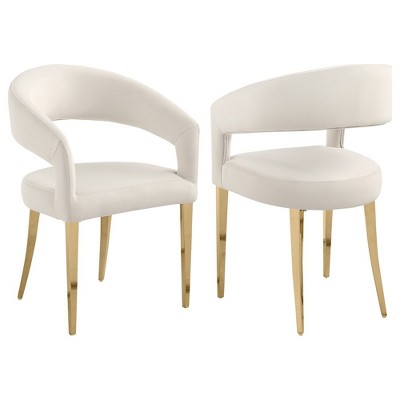 Coaster,Galiano Velvet Upholstered Dining Arm Cream Beige (Set of 2)