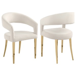 Coaster,Galiano Velvet Upholstered Dining Arm Cream Beige (Set of 2) - 1 of 4