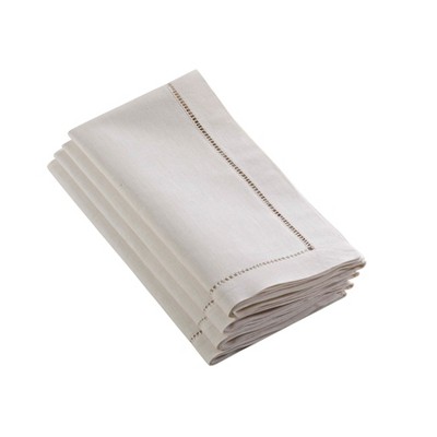 Ecru Hemstitched Linen-Cotton Napkins Set of 4