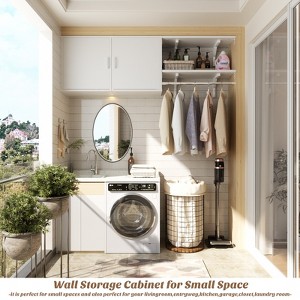 Besiost Laundry Room Organizer Cabinet with Hanging Rods, Adjustable Shelves, Clothes Rack with Doors - 1 of 4