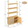 Rattan Ladder Bookshelf, 31.5" Wide 6-Tier Bookcase with Cabinet Doors, Wooden Storage Shelf for Living Room or Office - 3 of 4