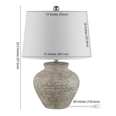 Ledger Light Grey Ceramic Table Lamp with White Shade