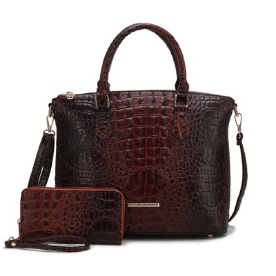 MKF Collection Liora Women's Croc Embossed Tote & Wallet Set Functional by Mia K