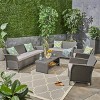 Christopher Knight Home Lucia Outdoor Wicker 7 Seater Chat Set with Cushion, Gray/Light Gray - 2 of 4