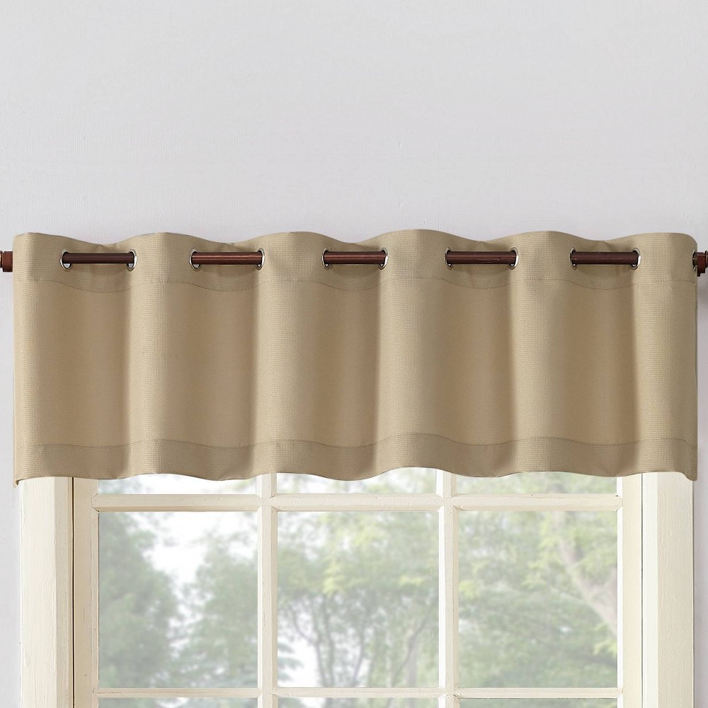 Photos - Curtain Rod / Track 14"x56" Montego Casual Textured Grommet Kitchen Curtain Valance Taupe - No