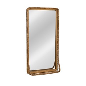 Storied Home Handwoven Rattan and Bamboo Rectangular Wall Mirror with Shelf, Natural - 1 of 4
