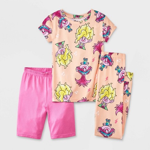 Girls' Trolls Poppy 3pc Pajama Set - Pink : Target
