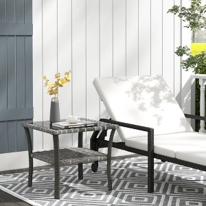 Maggift Patio Side Table, 2-Tier Outdoor Coffee Table, Patio Furniture for Drinks, Dining, Games, Storage, Gray, 19.75"*19.75"*17.75" - 1 of 4