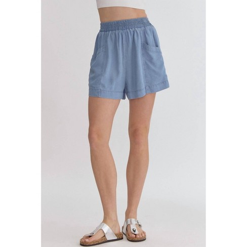 Women's Denim High Waisted Shorts - entro - image 1 of 4