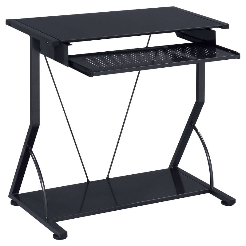 Alastair Computer Desk with Keyboard Tray and Storage Shelf Black - Coaster, 4 of 11