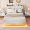 Floating Bed Frame with LED Lights & Charging Station, Upholstered Platform Beds with Storage Headboard - 3 of 4