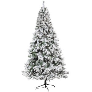 Nearly Natural 8' Flocked White River Mountain Pine Artificial Christmas Tree with Pinecones - 1 of 1
