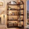 Corner Bookshelf Arched Bookcase, L Shaped Bookshelf Industrial Corner Shelf, Large Bookshelf with Metal Frame - 4 of 4