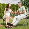 Costway Patio Park Garden Bench Porch Chair Outdoor Deck Cast Iron Hardwood Rose - 3 of 4