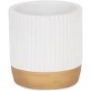Cheung's Aurone Round Ridged Ceramic Pot with Gold Finished Base - Small - White - 2 of 3