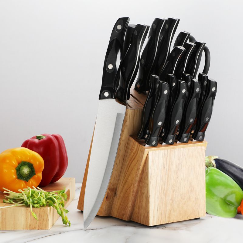 SKONYON 19-Piece Knife Set Premium Stainless Steel Cutlery Set with Wooden Block for Storage, 1 of 10