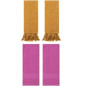 REGALWOVEN 4 Packs Solid Textured and Tassels Soft Absorbent Decorative Hand Towel - 1 of 4
