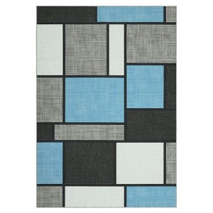 Washable Modern Patchwork Rug Non Slip Low Pile Rug Soft Contemporary Throw Floor Cover Foldable Indoor Carpet for Living Room Bedroom Playroom填 - 1 of 4