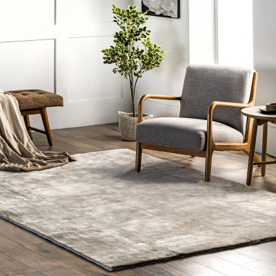 Beige Rectangular Washable Shag Area Rug