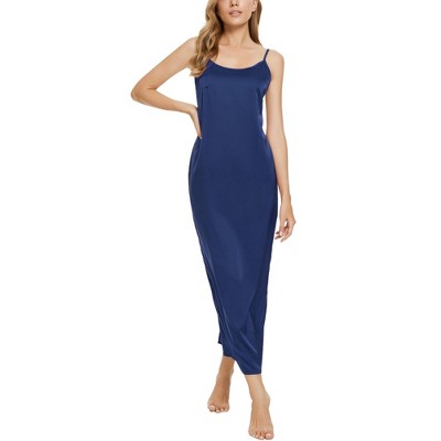 cheibear Women's V Neck Lace Trim Pajama Sleepdress Nightgown Blue X-Small