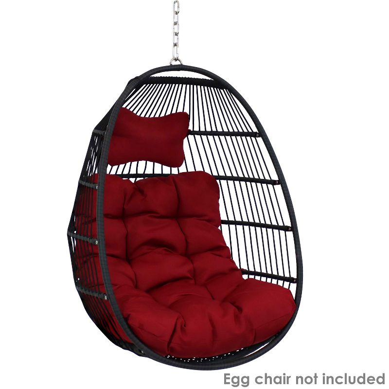 Sunnydaze Indoor/Outdoor Polyester Replacement Julia Hanging Egg Chair Cushion and Headrest Pillow - 2pc, 5 of 9