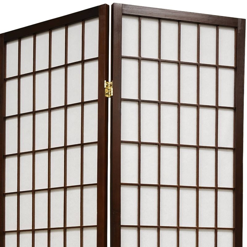 4 ft. Tall Window Pane Shoji Screen - Walnut (4 Panels), 4 of 6