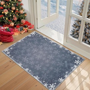 TackView Christmas Rug, Washable Floor Carpet Xmas Snowflake Decorative Indoor Throw Rug, Non-Slip Area Rug for Hallway, Kitchen - 1 of 4