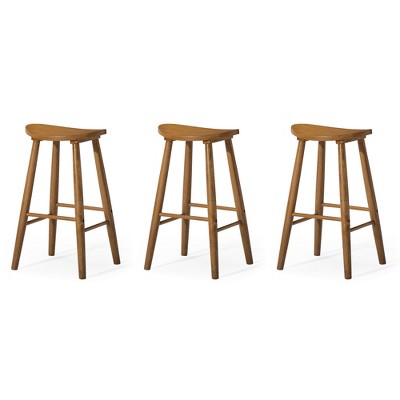 Maven Lane Luna Backless Modern Dining Kitchen Stool with Narrow Saddle Seat, Set of 3