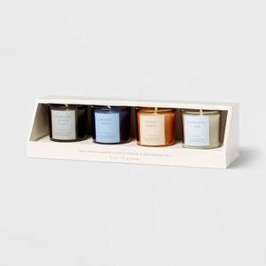 4pk Candle Gift Set Rainwater Lily + Marine Moss + Desert Amber + Charcoal Black Teak - Threshold™ - 1 of 3