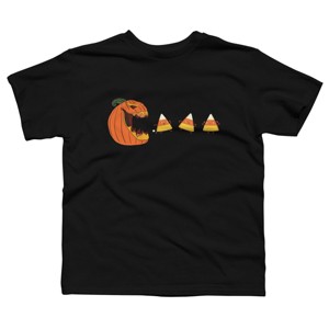 Boy's Design By Humans Halloween Gamer Pumpkin Eating Candy Corn By rawresh6 T-Shirt - 1 of 4
