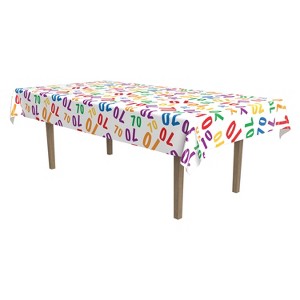 Beistle Milestone Event "70"  table cover, 54" x 108", (2/Pkg) Multicolored - 1 of 2