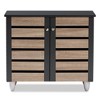 Gisela 2 - Door Shoe Storage Cabinet Dark Gray - Baxton Studio: Freestanding MDF & Plastic, Holds 9 Pairs - 2 of 4