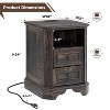 SinCiDo Nightstand with Charging Station & 2 Drawers, Farmhouse End Table, Wood Side Table for Bedroom, Living Room - 3 of 4